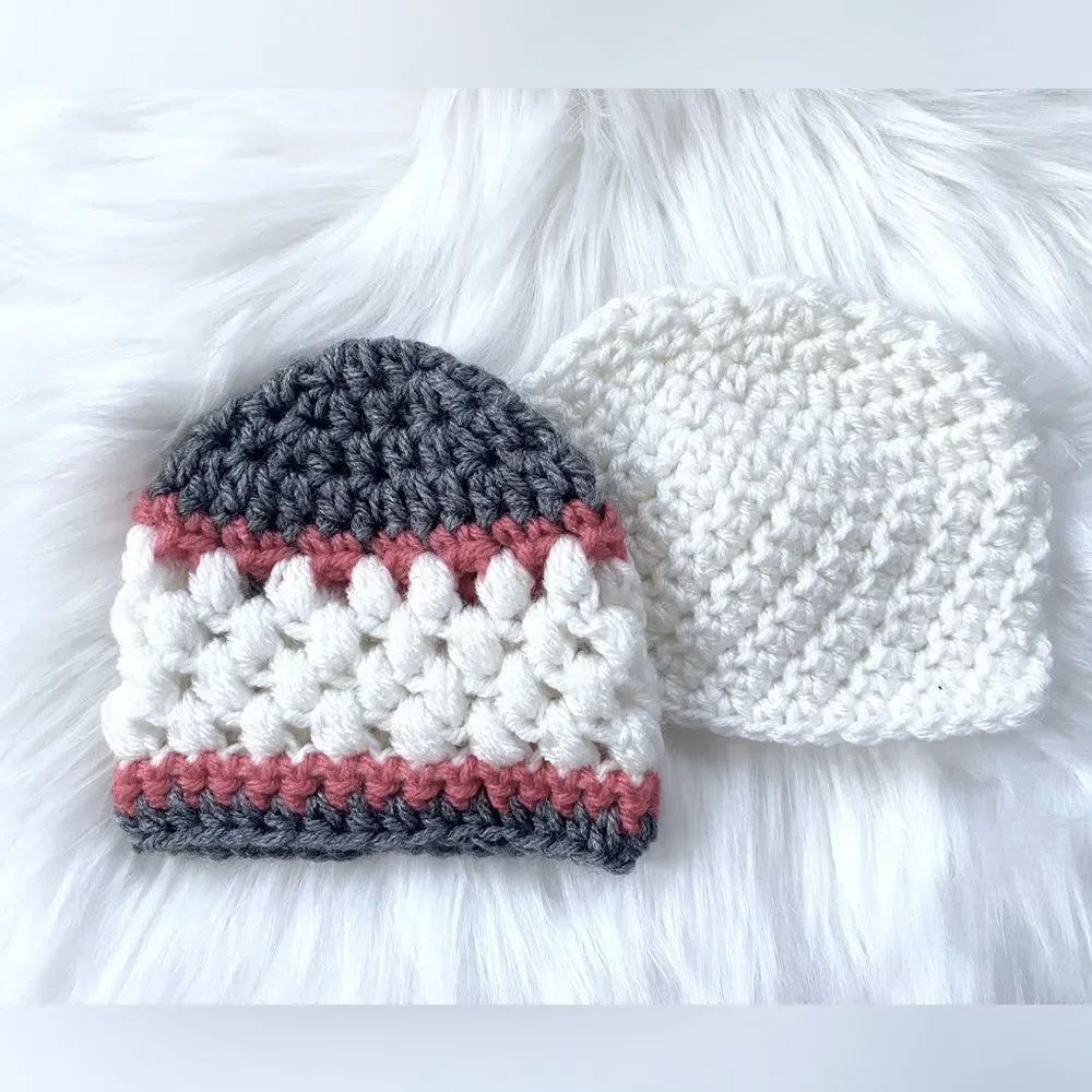 Newborn Crochet Baby Hat Set